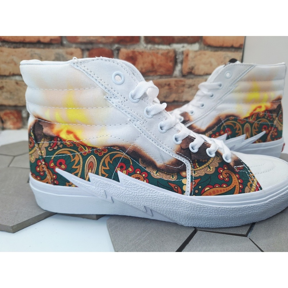 Vans Sk8-Hi Bolt Big Reveal Taos White Volcano Graphic Tan Men's‎ Sz 10 Rare - Picture 2 of 11